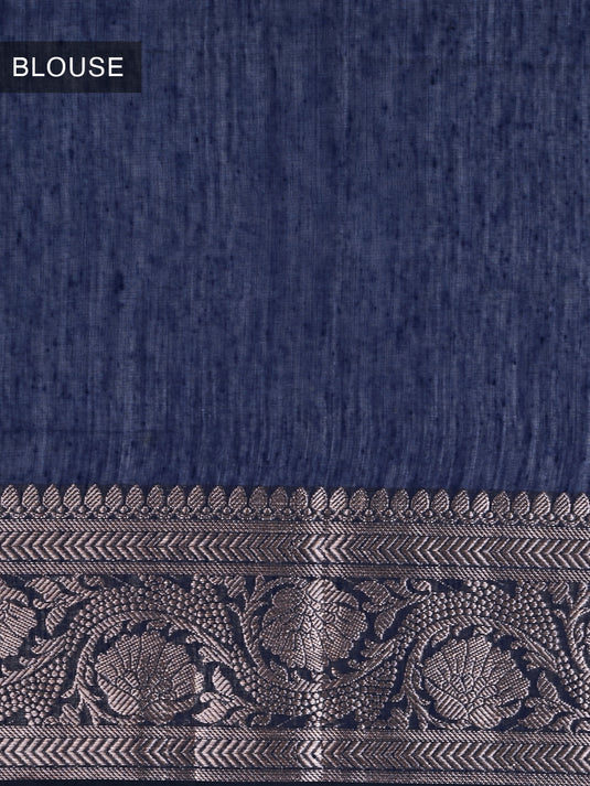 Blue Mulmul Cotton Zari Woven Saree