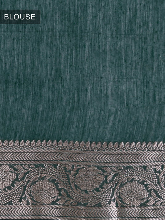 Green Mulmul Cotton Zari Woven Saree
