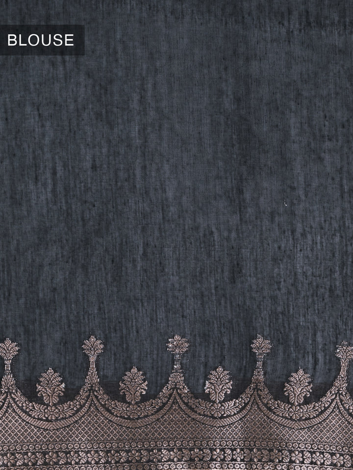 Black Mulmul Cotton Zari Woven Saree