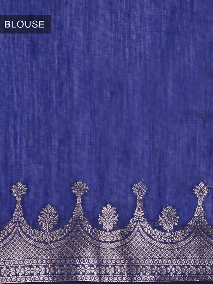 Blue Mulmul Cotton Zari Woven Saree