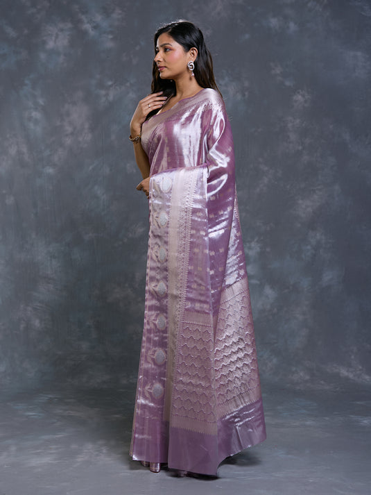 Lavendar Tissue Zari Woven Saree
