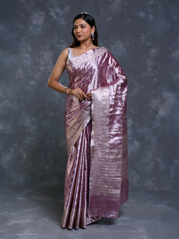 Lavendar Tissue Zari Woven Saree