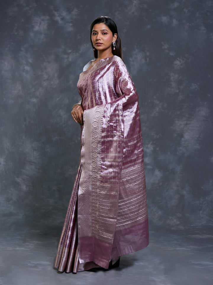 Lavendar Tissue Zari Woven Saree