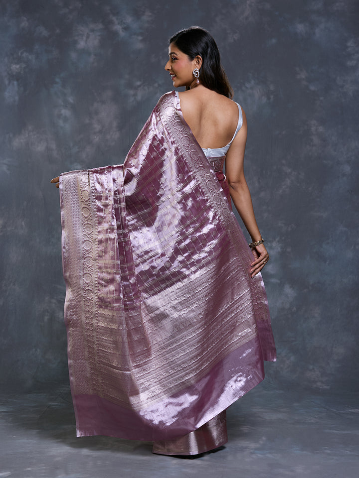 Lavendar Tissue Zari Woven Saree
