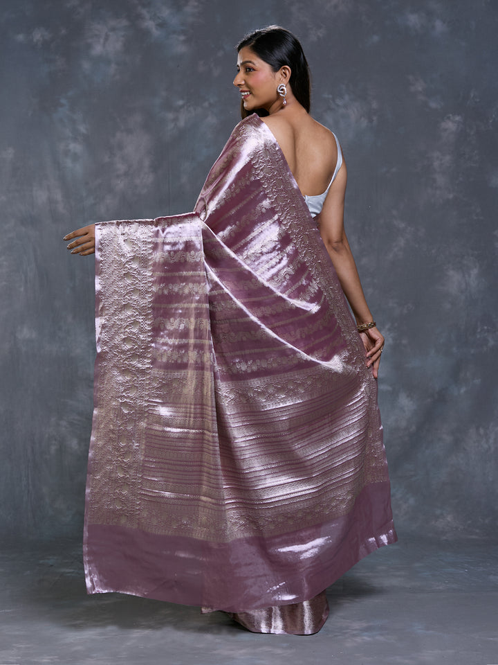 Lavendar Tissue Zari Woven Saree