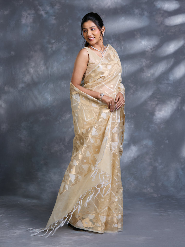 Gold Kora Organza Jamdani Saree