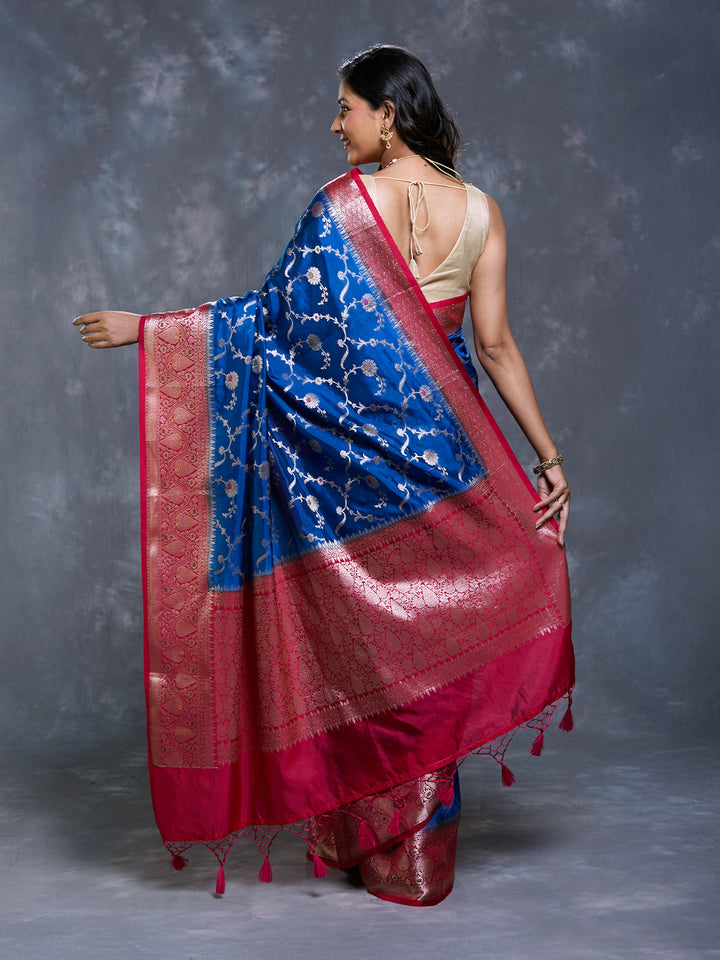 Blue Katan Zari Woven Saree
