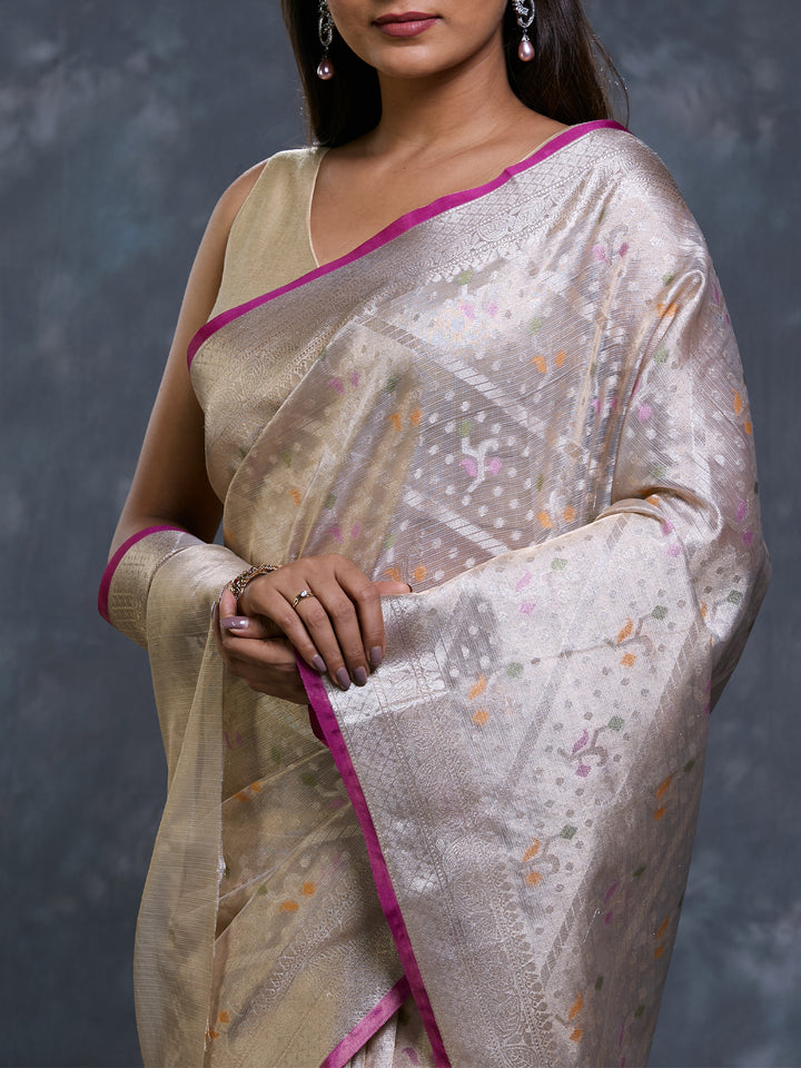 Gold Kota Tissue Zari Woven Saree