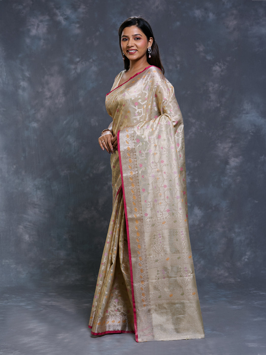 Gold Kota Tissue Zari Woven Saree_3