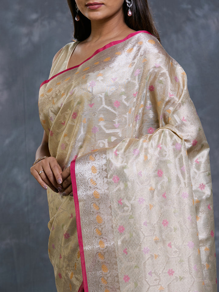 Gold Kota Tissue Zari Woven Saree