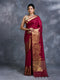 Maroon woven dupion silk saree