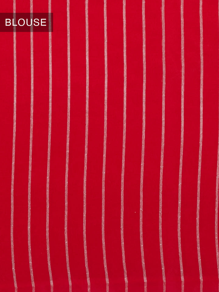 Red Dupion Silk Woven Saree