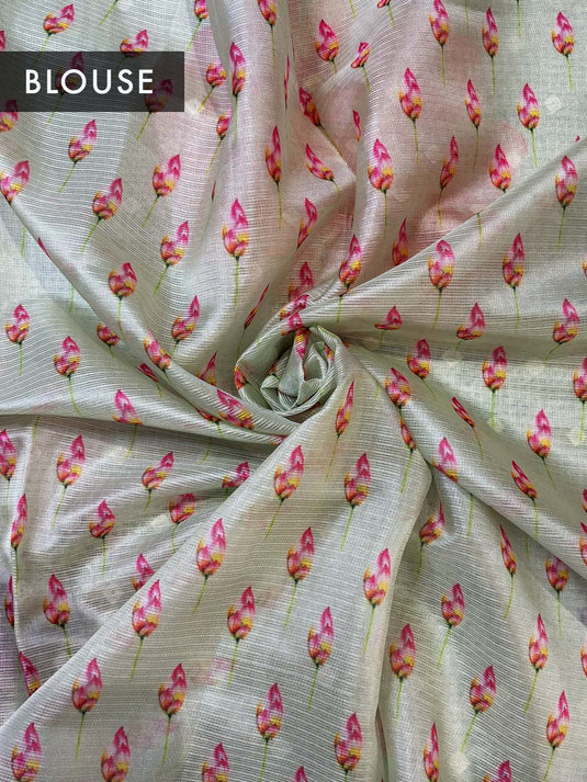Green Kota Silk Printed Saree