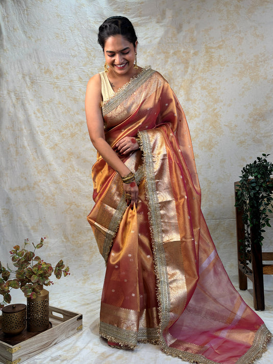 Rose Gold tissue saree