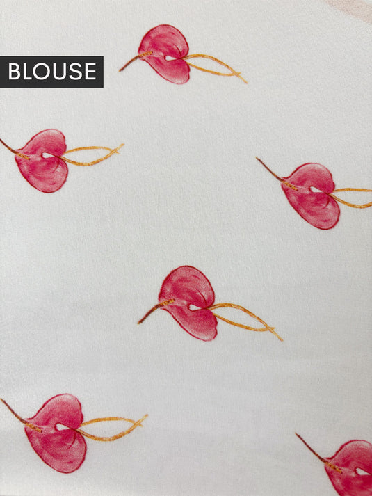 White Printed Cerpe Saree