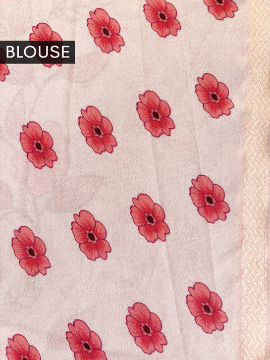 Pink Printed Cerpe Geogette Saree