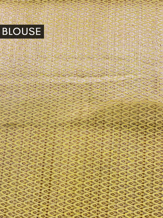 Yellow Chiniya Cotton Resham Woven Saree