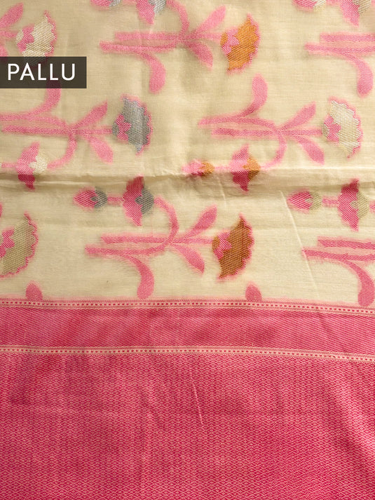 Off white Chiniya Cotton Resham Woven Saree