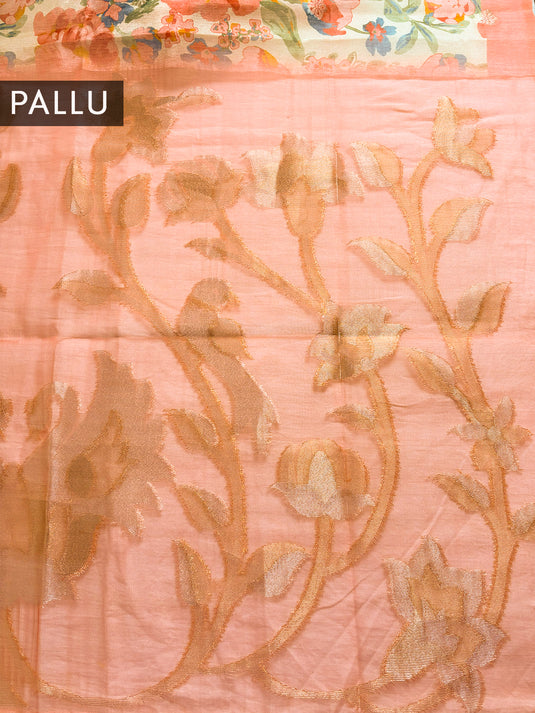 Orange Semi Silk Zari Woven Saree