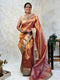 Rose Gold Tissue Silk Saree With Lace Border