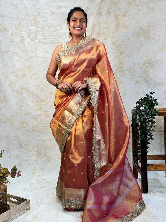 Rose Gold tissue saree