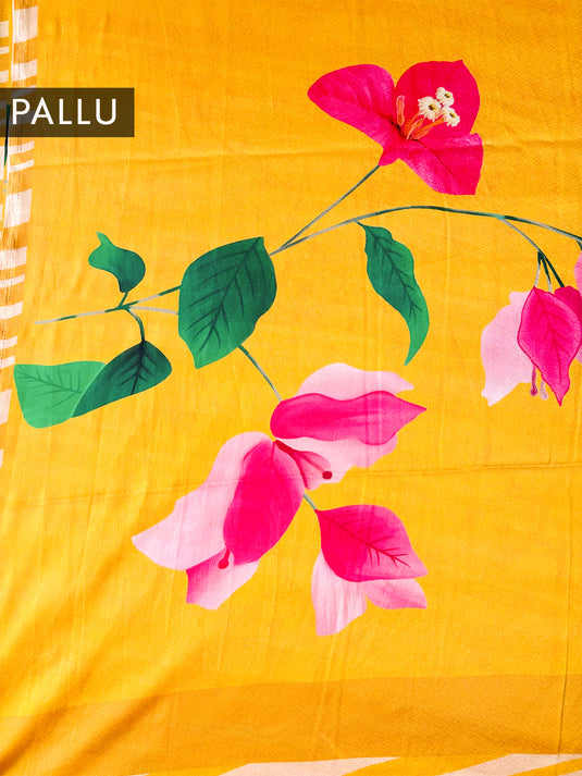 Yellow Printed Cerpe Saree