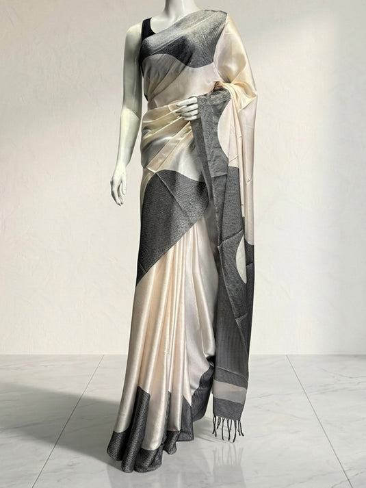 Grey Printed Cerpe Saree