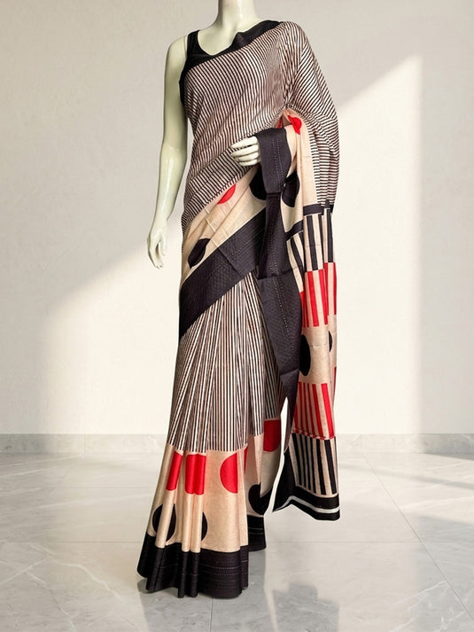 Black Tussar Printed Saree