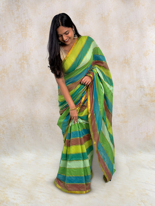 Green Cotton Zari Woven Saree