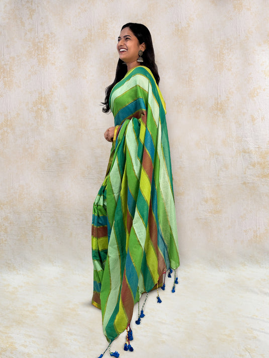 Green Cotton Zari Woven Saree