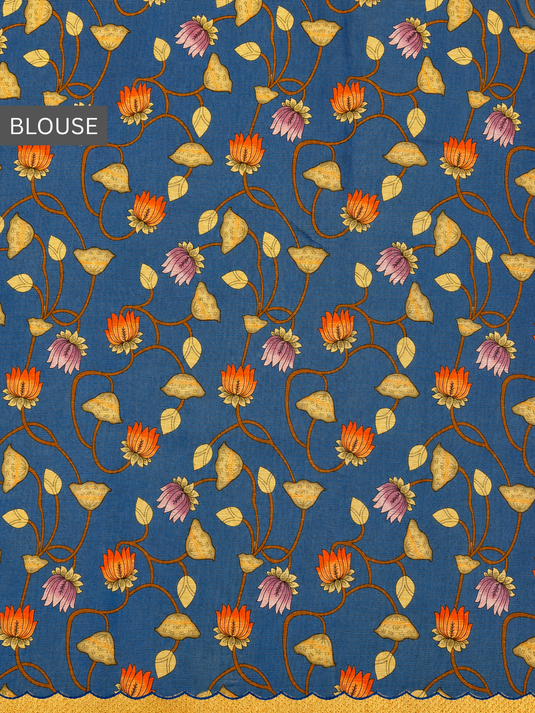 Blue and Yellow Kota Silk Ombre Saree
